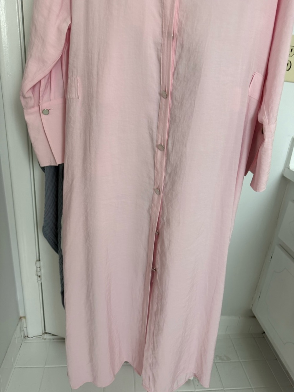 Zara Pale Pink Maxi Button-Front Dress